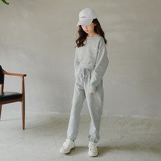 女童設計點綴鬆緊帶短版運動上下套裝