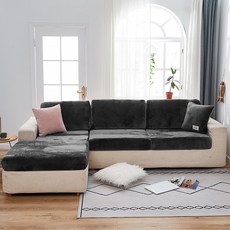 Market A 柔軟天鵝絨沙發坐墊套, 炭灰色