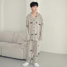 CocoDream 兒童Dodo狗狗襯衫領長袖睡衣上下套裝