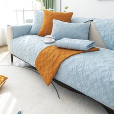 快樂花朵造型簡約現代沙發家具罩, 藍色