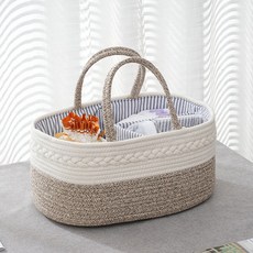 JOYMULTI 棉繩尿布收納多用途手提籃, 1個, 棕色