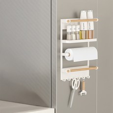 soonZAM 磁吸式冰箱側掛架 廚房收納整理架, 1個, 白色