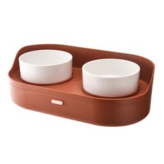 DING DONG PET 寵物Allen收納式雙格餐碗, 紅色, 1個