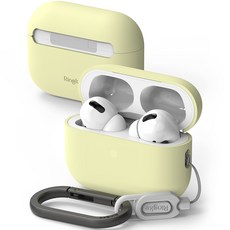 Ringke AirPods Pro 2矽膠耳機殼+鑰匙圈組, 單品, 耳機殼(柔黃色)+鑰匙圈(隨機出貨), 1組
