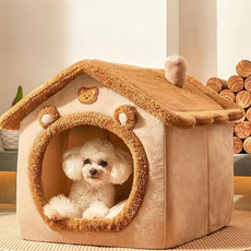 寵物屋型寵物床, 棕色, 1個