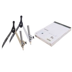 deLi 數學教學工具 Legal pad 打孔有線文件便簽 B5 白色 5p + 鉛筆型圓規一套 2 件 20402, 1套