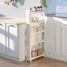 창신리빙 슬림선반 이동식 트롤리 13cm 5단, 코코넛밀크, 1개