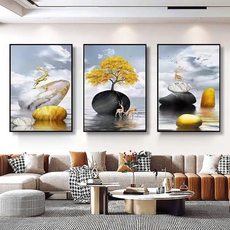 Kkokkong E Mall 客廳沙發背景 臥室餐廳室內裝飾畫框 3件組 R款 1公尺, 黑色