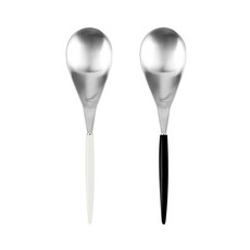 Bogen 韓國製 Mont Blanc Eiffel 緞面烏龍麵湯匙 2件組, 白色, 黑色, 1套