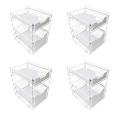 2層抽屜廚房整理用品收納盒 YT_RA1071 4個, 白色