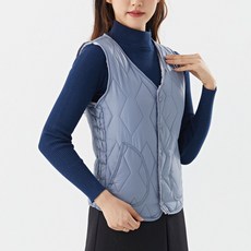 페이토 여성용 포켓 패치 다운 패딩 조끼