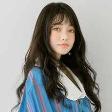 GABALNARA 女款手工瀏海假髮, 深黑色, 1個