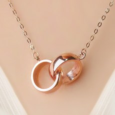 JuriEtte 14K/18K 女性雙環威尼斯金項鍊 + 贈品戒指 + 購物袋