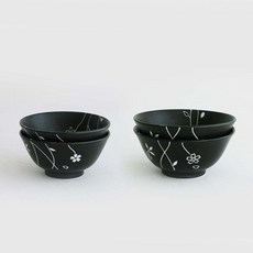 marui 印花圓碗 4件組, 小碗 2個+大碗 2個, 黑色