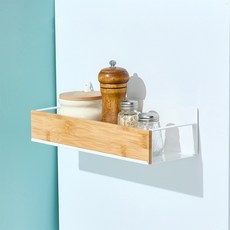 Meo 廚房磁吸式木製冰箱收納架, 白色, 1個