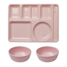 餐盤達人 兒童韓式餐盤 + 韓式碗 2件組, 蜜桃粉, 1套