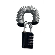 4位密碼安全鎖 + 2.5m螺旋鋼纜線, 1套, 黑色