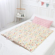 코니아일랜드 라텍스 어린이집 낮잠이불 세트 일체형, 핑크(패드), 빈티지덕(이불)