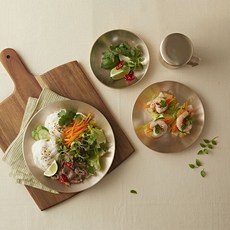 Nothyang 手打黃銅器 圓形早午餐盤 + 甜點盤 2件組, 1套, 單一顏色