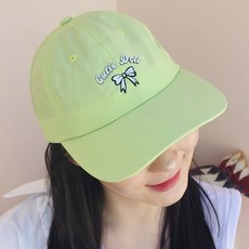 防水蝴蝶結螢光色日常棒球帽, 1個, 萊姆色