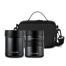 TUMS 保溫餐盒 500ml+保溫碗 L號 350ml+保溫碗 S號 250ml, 黑色, 1組