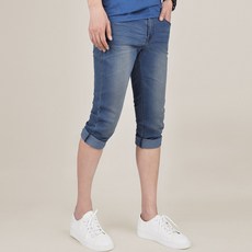 Guystory 大尺碼彈性七分夏季MCO牛仔短褲