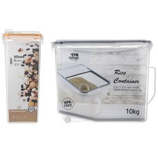 comet 密封儲米箱 10kg+穀物密封保鮮罐 2L, 混合顏色, 1組