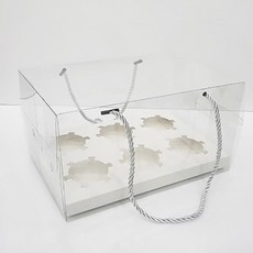 透明手提6格瑪芬蛋糕盒, 透明, 6個