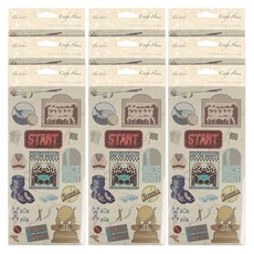 데어리즈 다꾸 일러스트 레트로스포츠 펄 스티커 A, 9개, 혼합색상