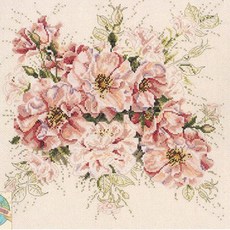 居家裝飾 圖案 + 布料 + 繡線 + 針 2p 花園玫瑰十字繡 DIY 套組, 1個