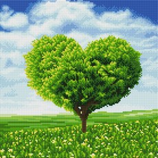 畫布型寶石十字繡DIY套組 40 x 40 cm, 綠樹, 1套