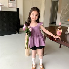 女童茉莉荷葉邊上衣 CCW31GBL326