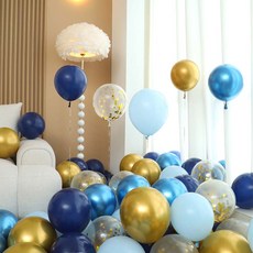 P&B UNITY 氣球 50入組 藍色, 07 深藍色亮片 5色混合, 1套