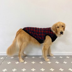 도기스타 강아지 따듯 후리스 티셔츠, 체크 빨강, 1개