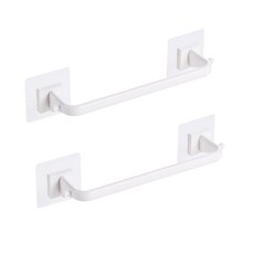 MONACO OLIVE Let's Easy 廚房窗戶抹布晾乾架 2入 + 黏性貼片 4入組, 白色, 1套