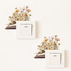 LANO 花卉風格居家裝飾開關蓋貼紙 2入, 自然雛菊