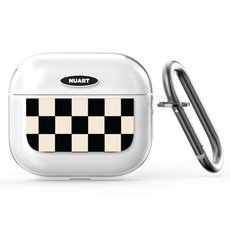누아트 체커보드 디자인 투명 케이스, 빈티지블랙, 에어팟프로/에어팟프로2