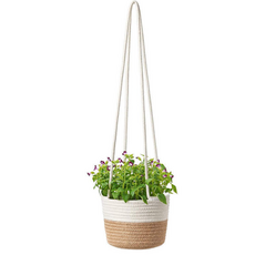 에브리스텝 면줄 행잉 화분걸이, 화이트 + 브라운, 1개