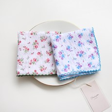 varvisu Milky 花朵亞麻棉手帕 2件組