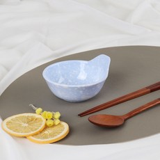 小吃復古系列手持碗, 4個, 藍色