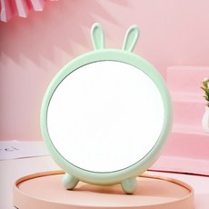 圓滾滾動物臉鏡子 兔子 2入, 綠色