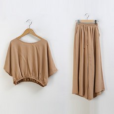 피핀 여성용 뒷트임 셔링밴딩 티 + 팬츠 세트 #96283