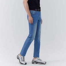 男士涼感夏季直筒彈性隱藏式鬆緊帶牛仔褲 CS010203