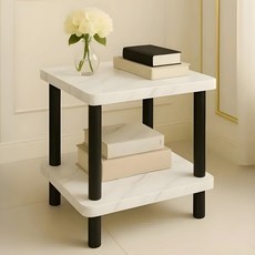 JUnBI 長方形邊桌 40 x 40 x 52cm, 白色大理石