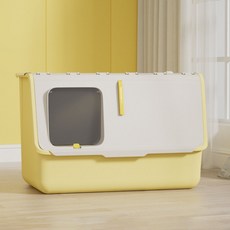 DING DONG PET 前開式特大貓砂盆, 黃色, 1個