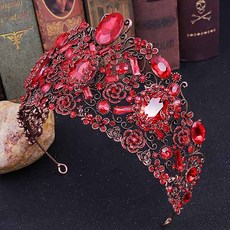 玫瑰裝飾自助婚紗皇冠 cxz011, 1個, 紅色