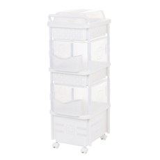 Living Smile 三層附蓋尿布收納車 白色, 33 x 41 x 97cm, 1組