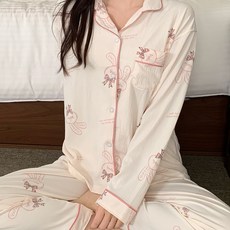 민트코코아 여성용 부드러운 수면 파자마 잠옷 상하의 세트