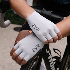 EVR 彈性墊自行車運動半指手套 雙手穿戴組 LX007, 1套, 淺灰色