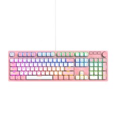 FOXXRAY 狐鐳 星粉全彩RGB旋鈕機械鍵盤, 白粉色, FXR-HKM-95-BL, 青軸